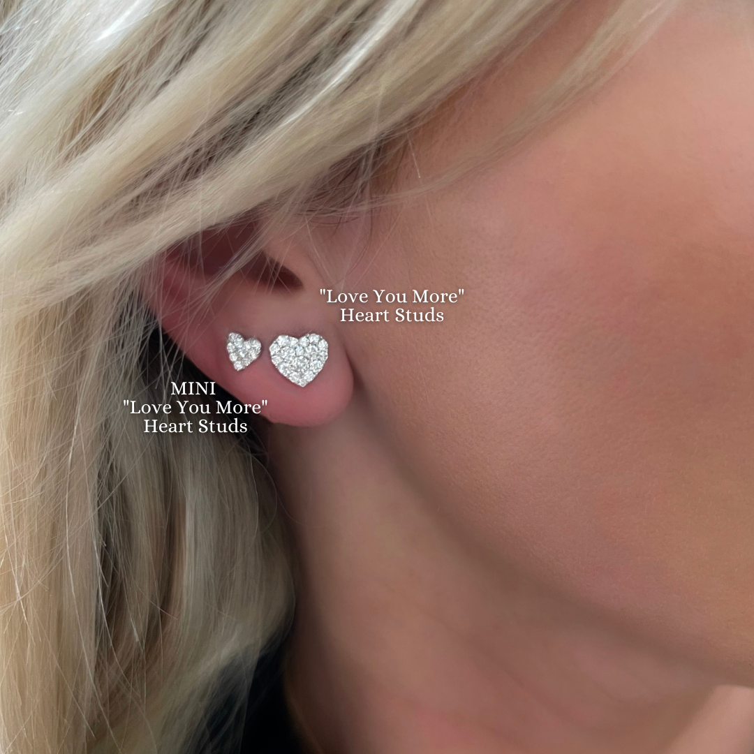 Mini Love You More Diamond Heart Stud Earrings RWFJ