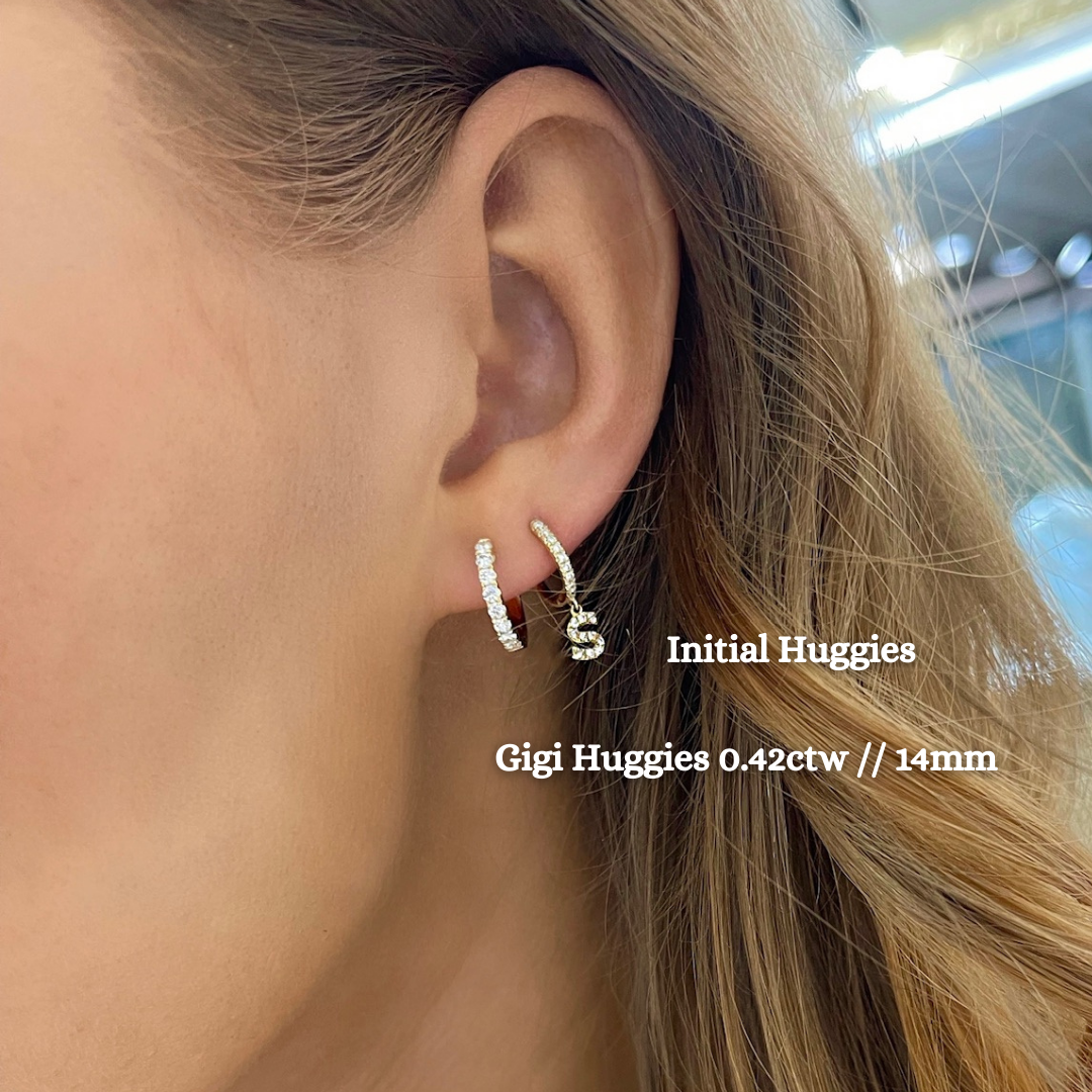 Initial Diamond Huggie Earrings RW Fine Jewelry