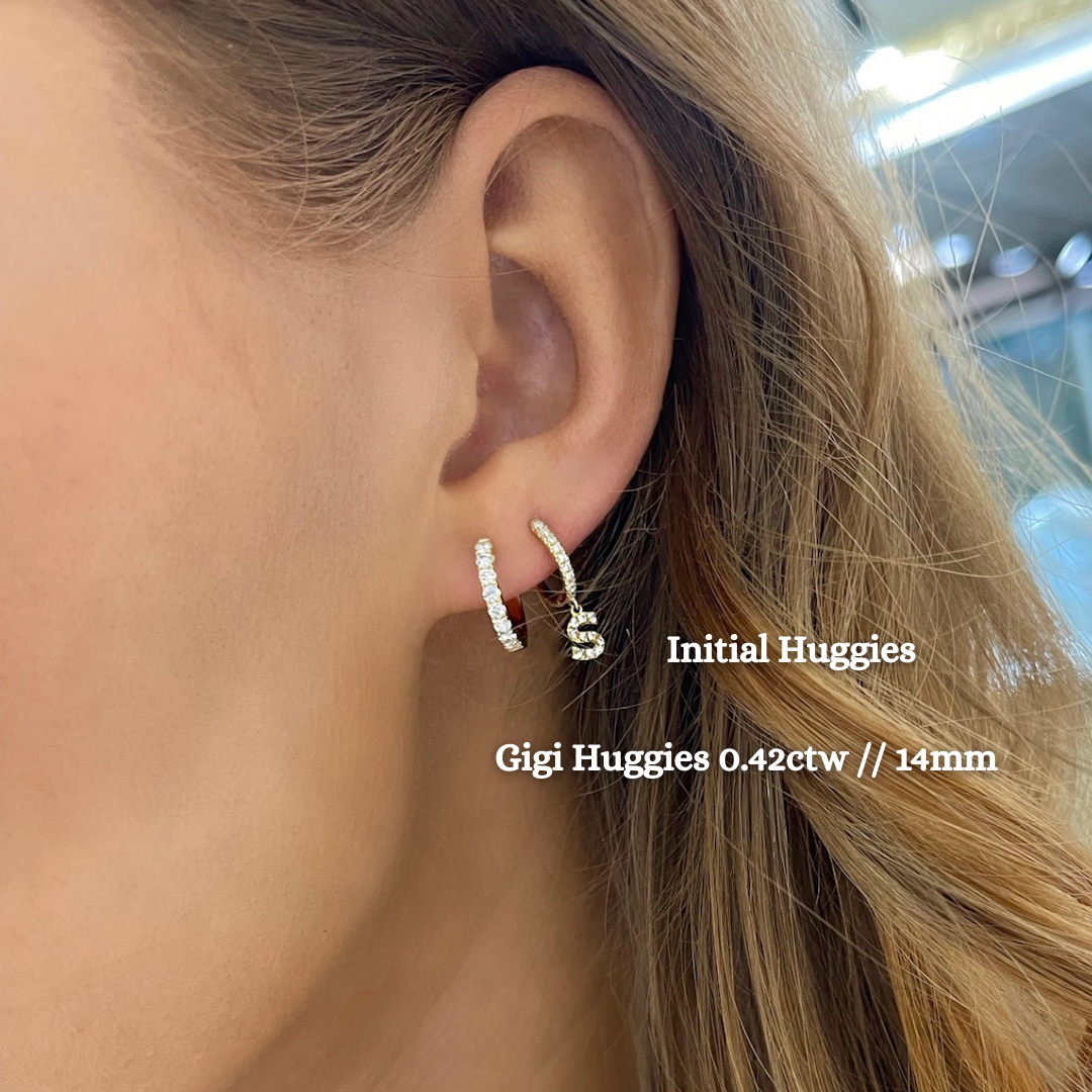 Initial Diamond Huggie Earrings