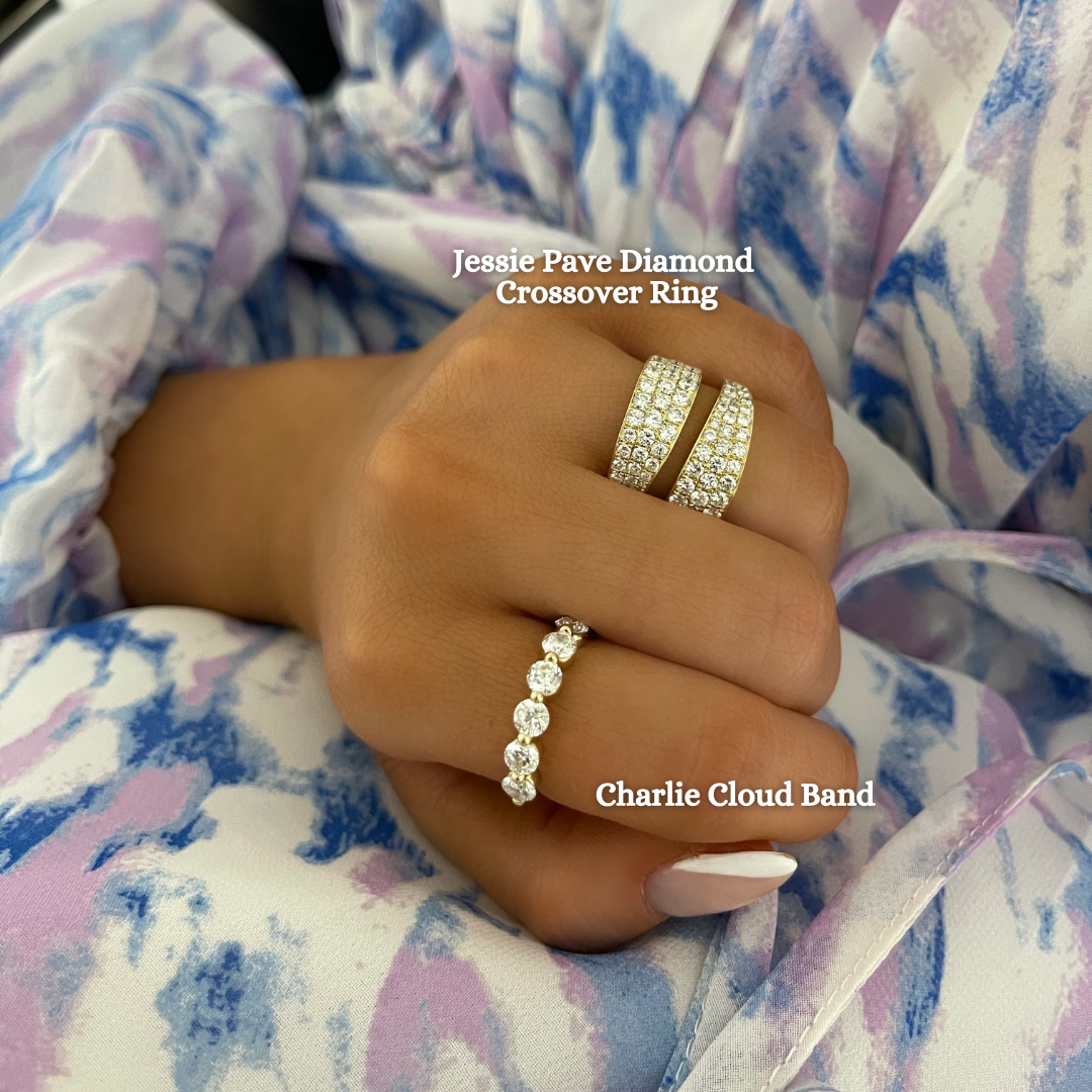 Jessie Pave Diamond Crossover Ring