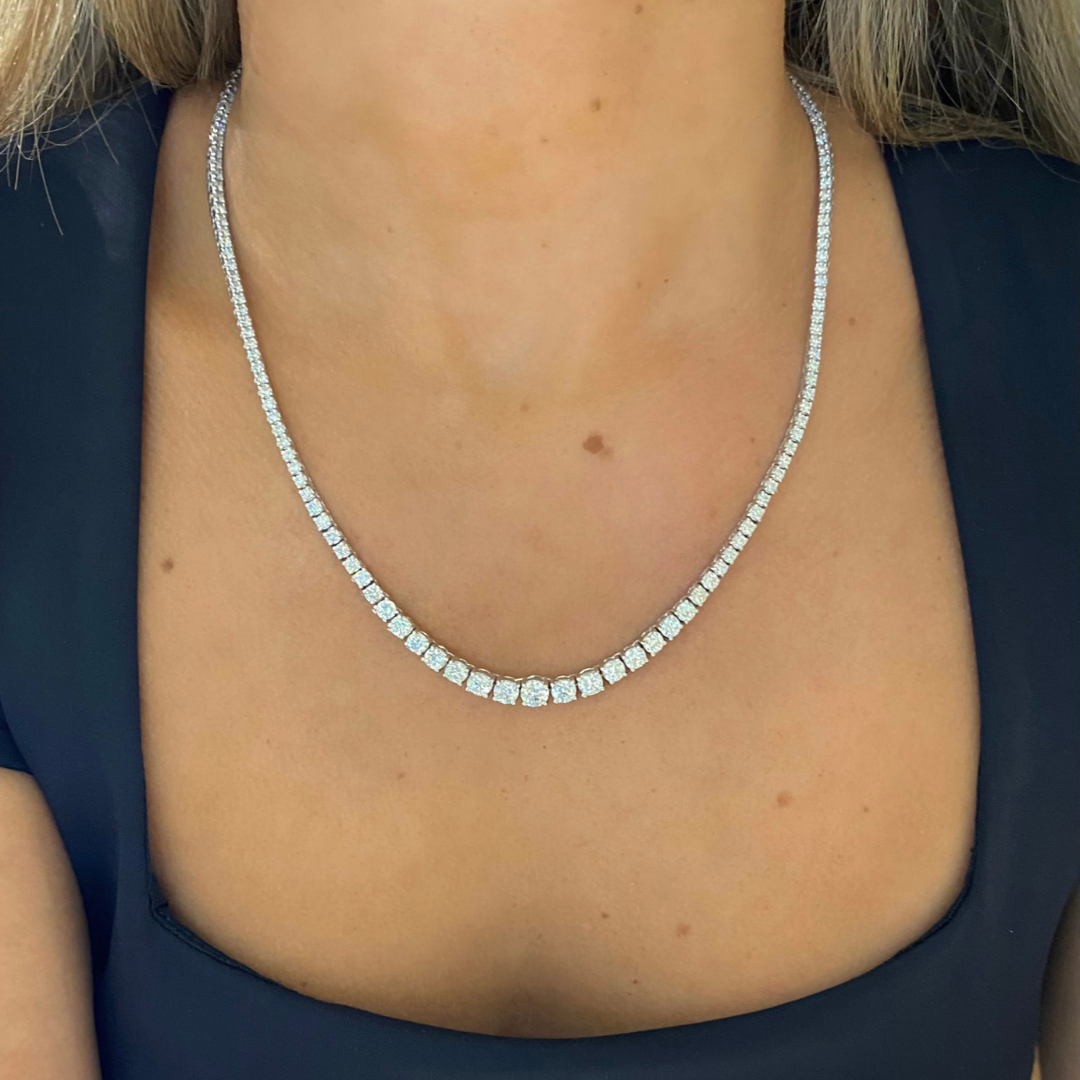 Lily Tapered Diamond Tennis Necklace 10.02 ctw
