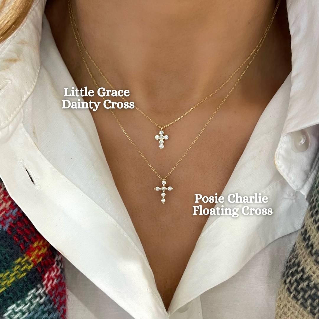 Tiny diamond cross pendant Clearance
