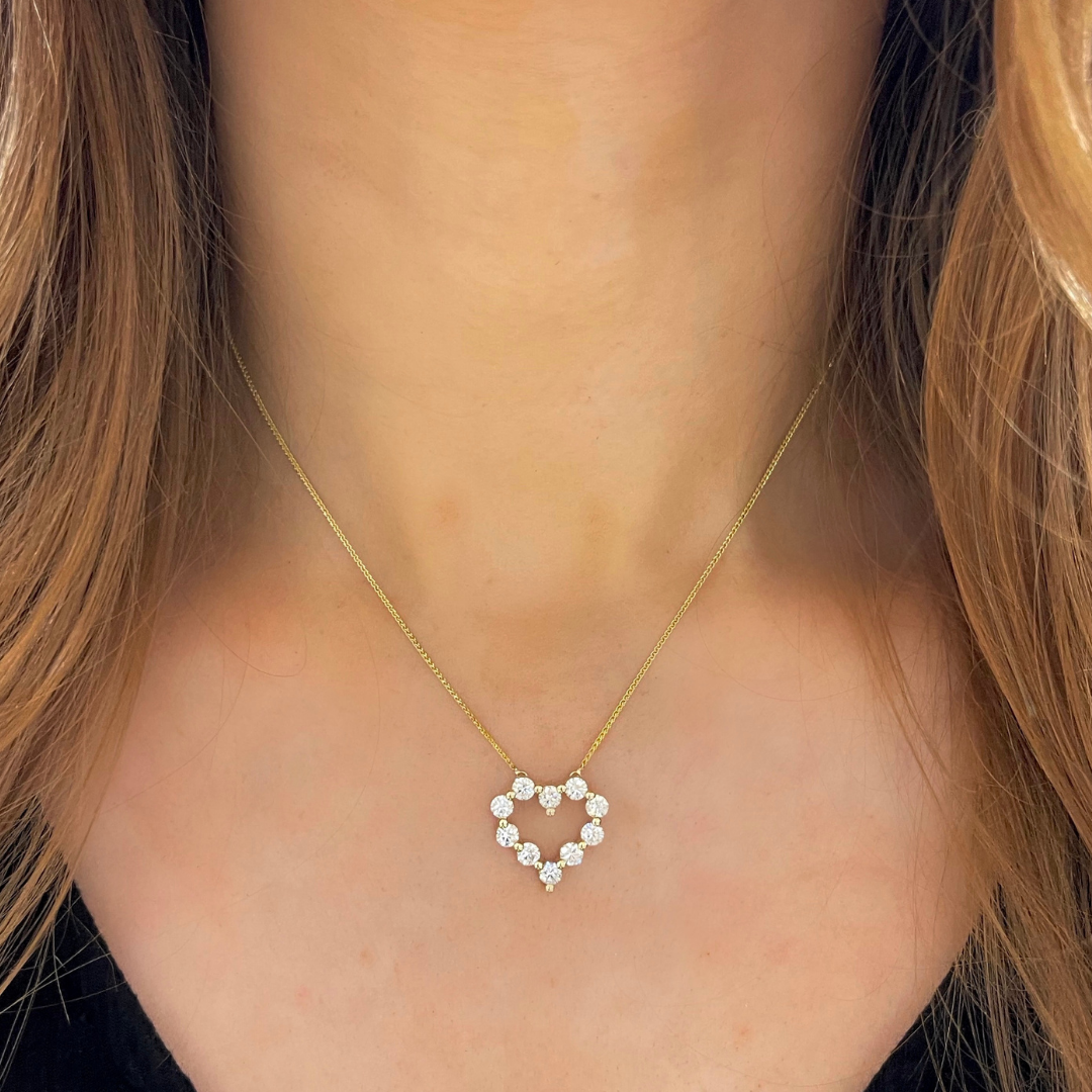 Floating Heart diamond Bar Necklace In 14K White Gold | Fascinating Diamonds