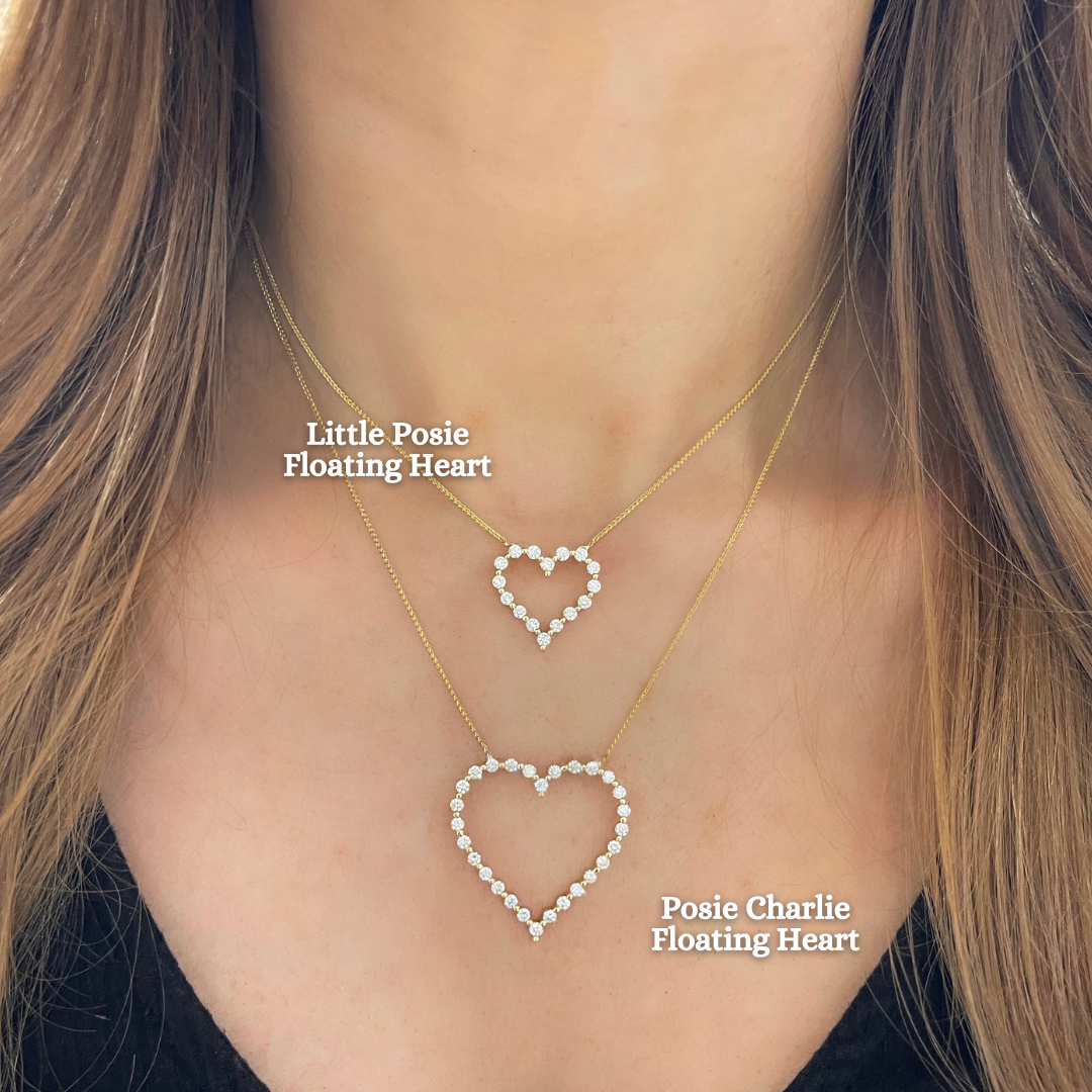 Little Posie Charlie Cloud® Floating Diamond Heart Necklace 0.56