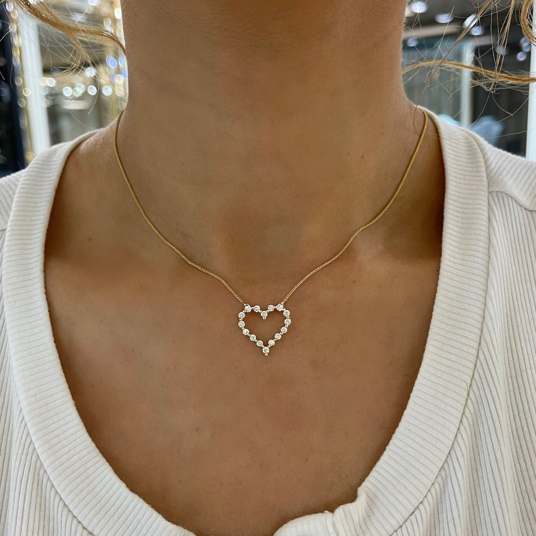 Little Posie Charlie Cloud Floating Diamond Heart Necklace 0.56 CTW 14K White Gold / 18 Inches with Jump Rings at 16 and 17