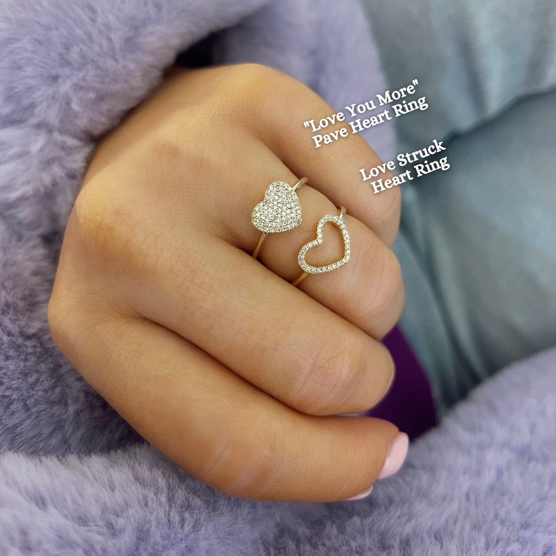 "Love You More" Pave Diamond Heart Ring