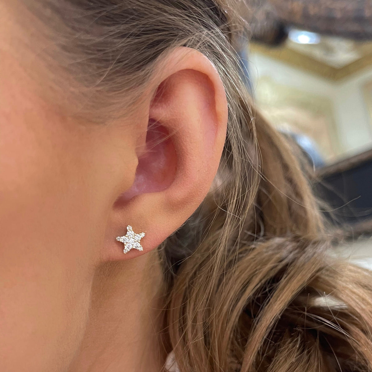 Tiny diamond star earrings Clearance