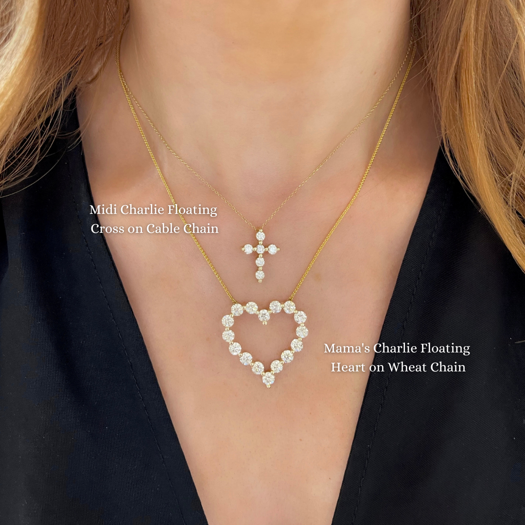 Midi Charlie Cloud® Floating Diamond Cross Necklace 0.72 ctw