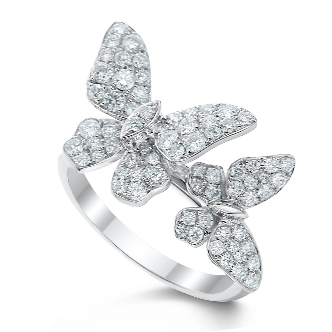 Margeurite Double Butterfly Pave Diamond Ring