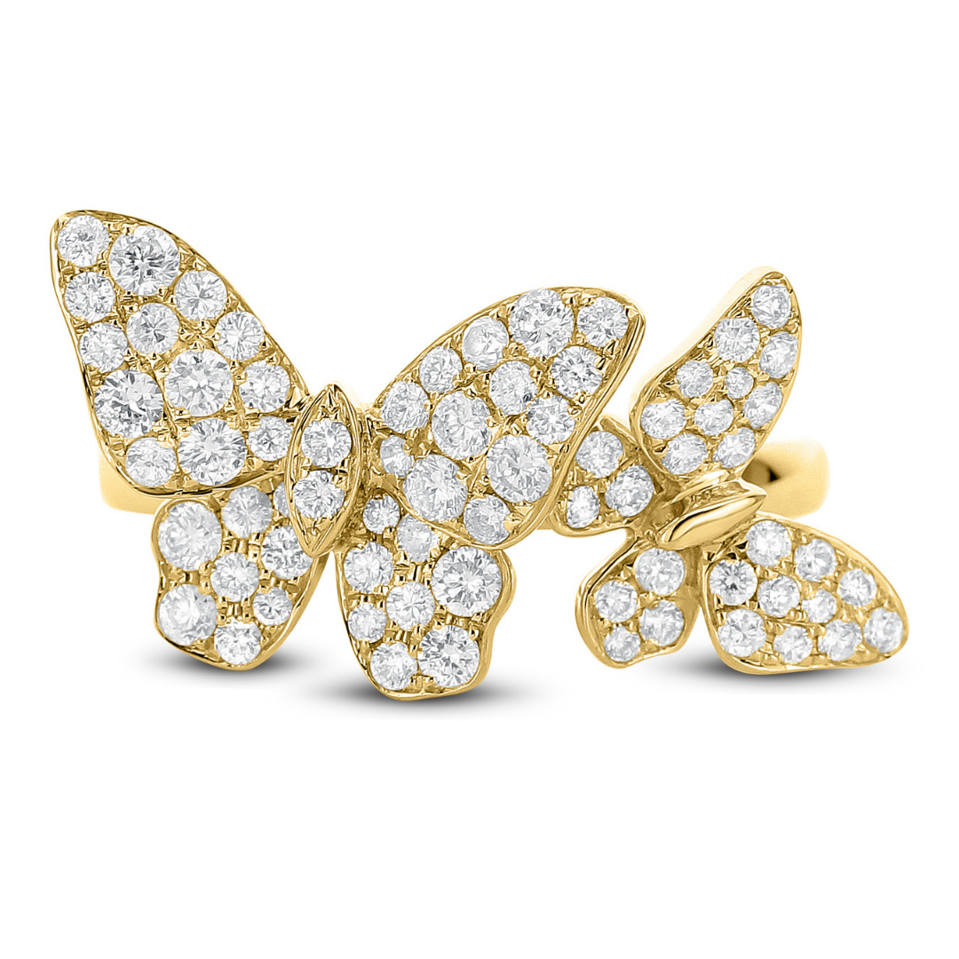 Margeurite Double Butterfly Pave Diamond Ring