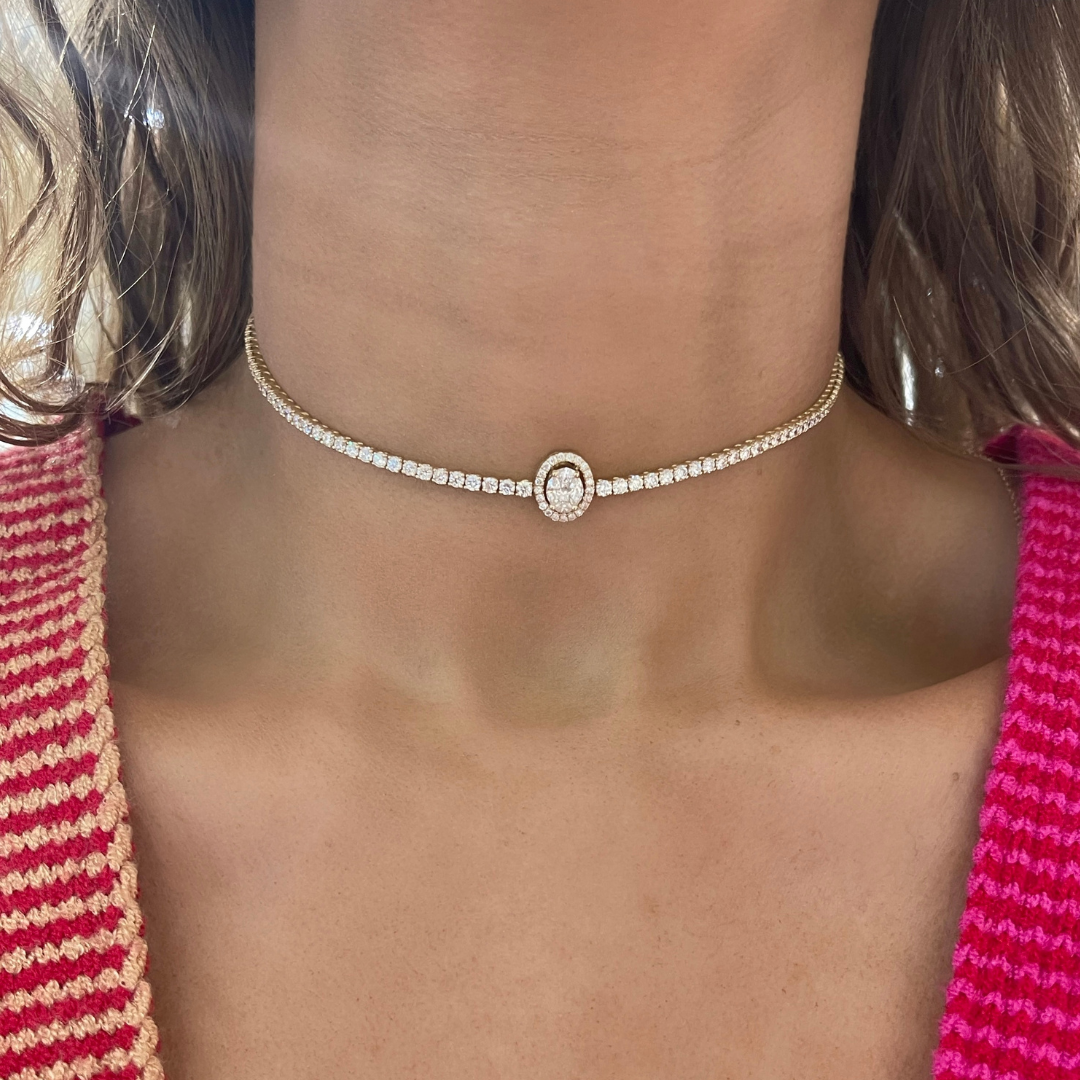 Marquise Cluster Diamond Adjustable Choker Necklace