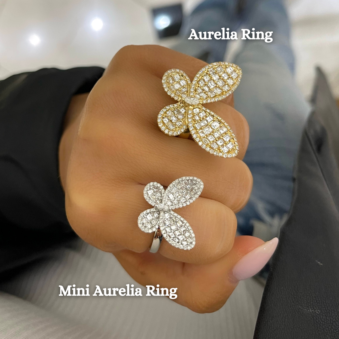 Mini Aurelia Asscher Cut Diamond Butterfly Cocktail Ring