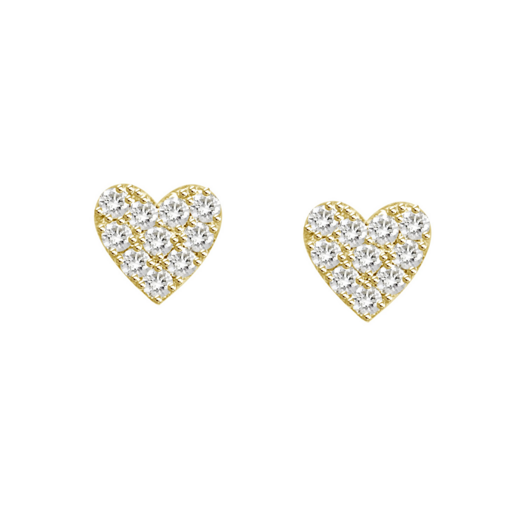 Mini "Love You More" Diamond Heart Stud Earrings