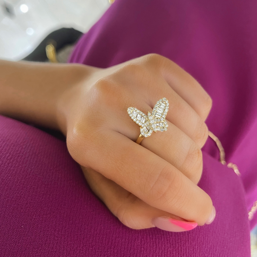 Mini Ophelia Single Baguette Butterfly Ring
