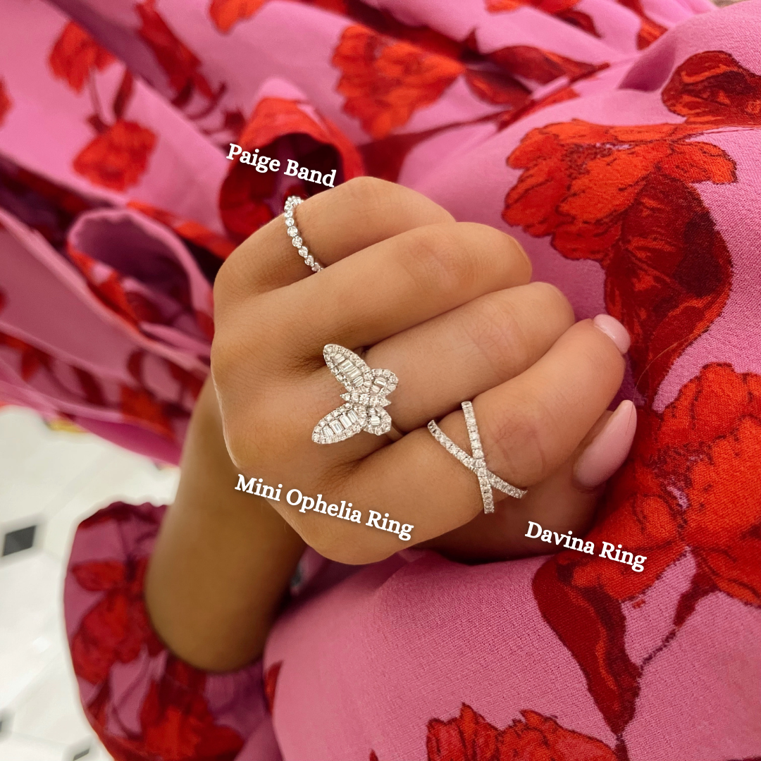 Mini Ophelia Single Baguette Butterfly Ring RW Fine Jewelry