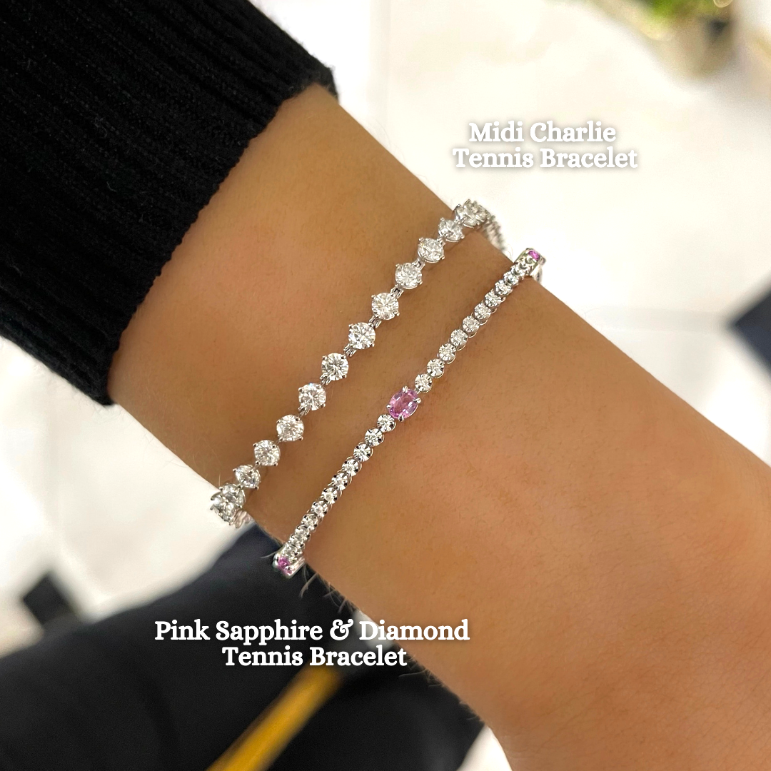 Pink Sapphire & Diamond Tennis Bracelet