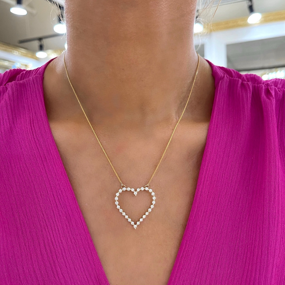 Posie Charlie Cloud Floating Diamond Heart Necklace 1.00 ctw RW