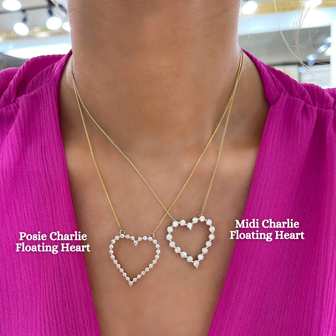 Posie Charlie Cloud® Floating Diamond Heart Necklace 1.00 ctw