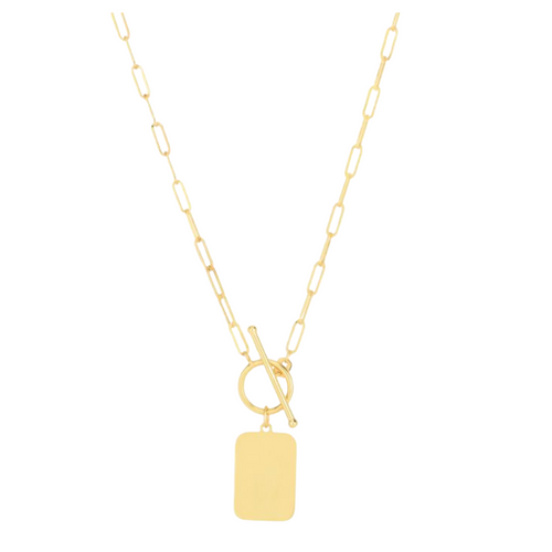 14k Paperclip Tag Toggle Necklace