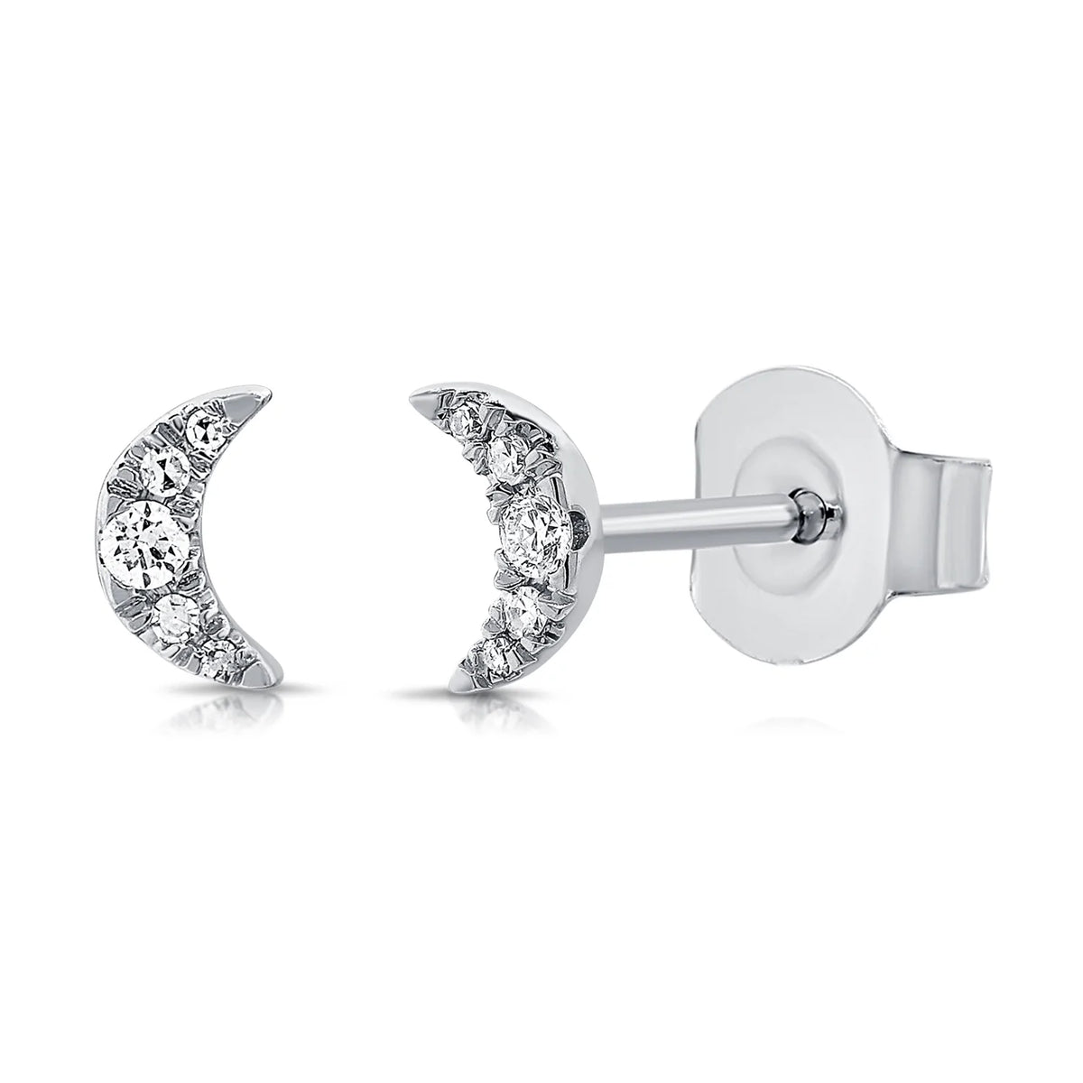 Armstrong Diamond Moon Stud Earrings