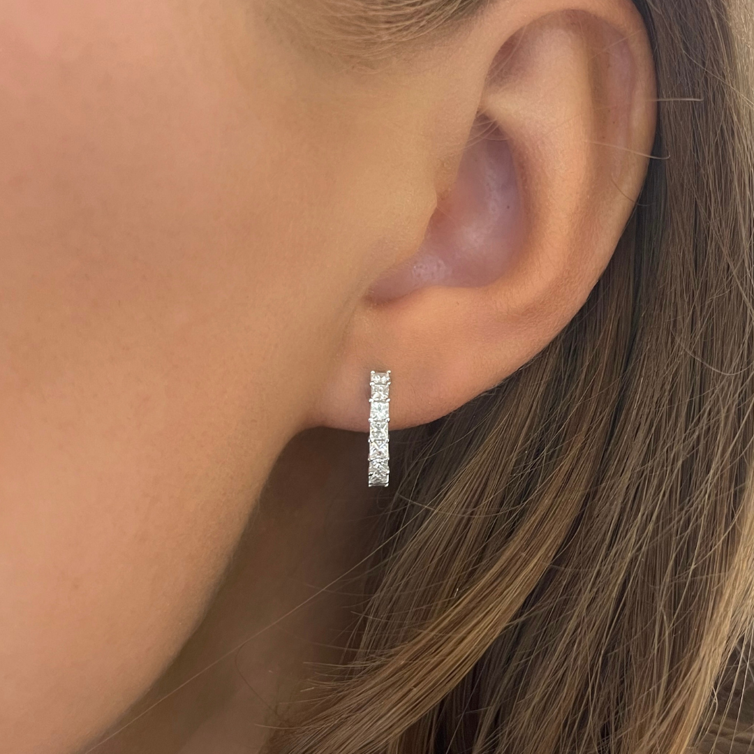 Aurora Princess Cut Diamond Huggie Earrings 10.5mm