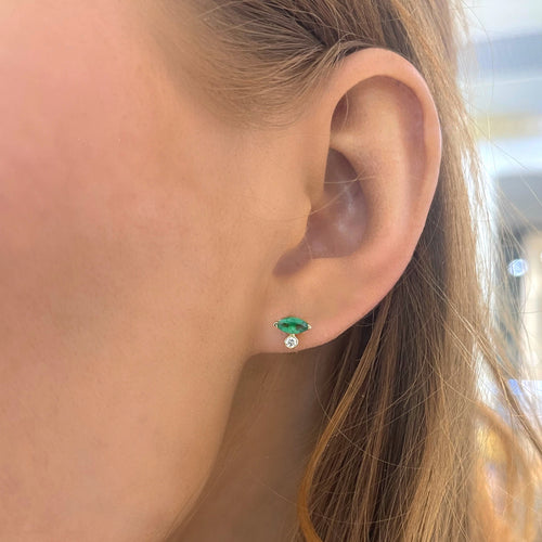 Buchanan Emerald Marquise & Diamond Stud Earrings