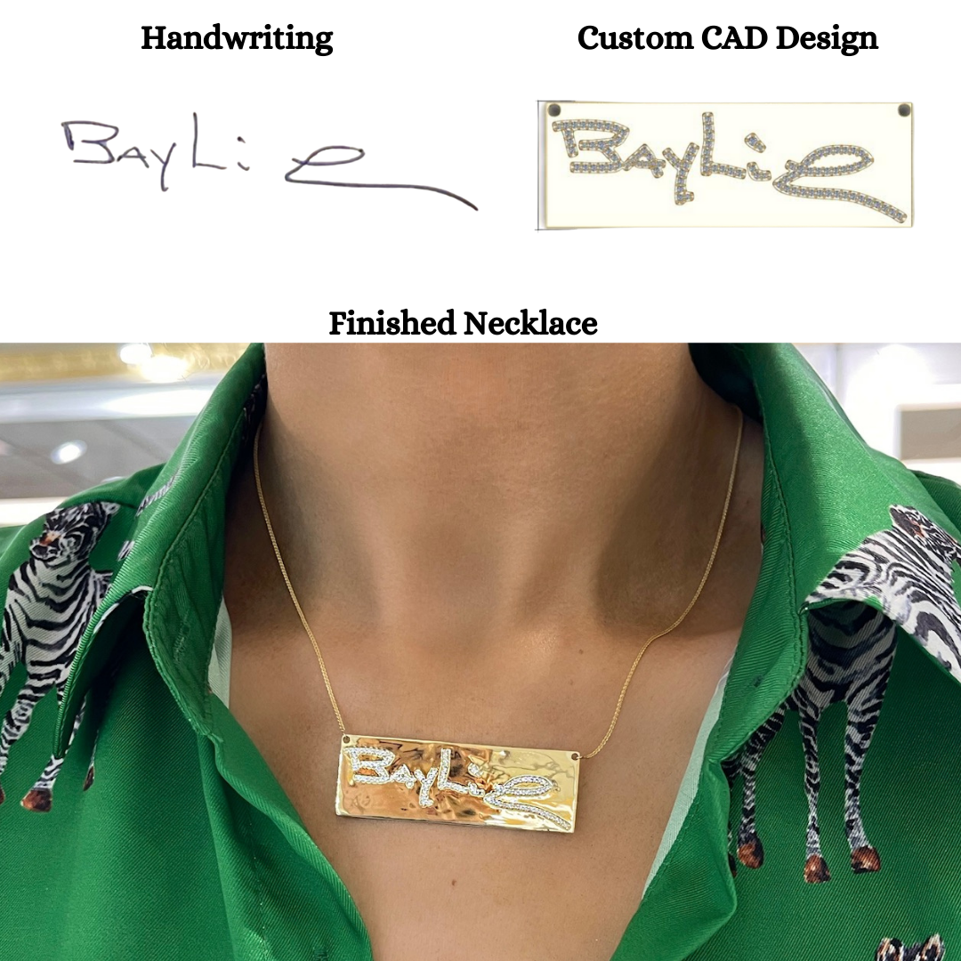 Custom Handwritten Diamond Bar Name Necklace Design DEPOSIT ONLY