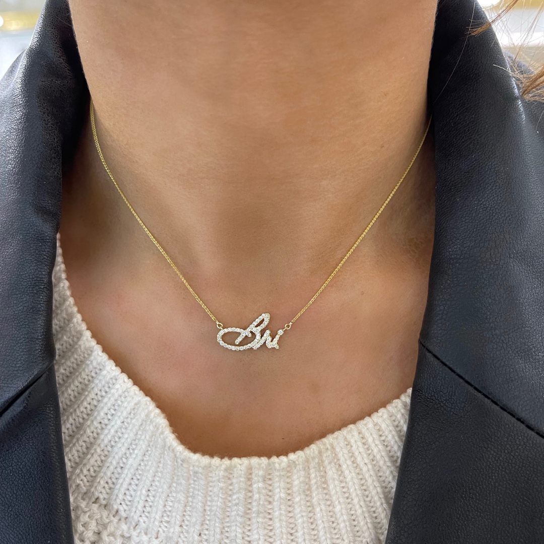 Custom Handwritten Diamond Name Necklace RW Fine Jewelry