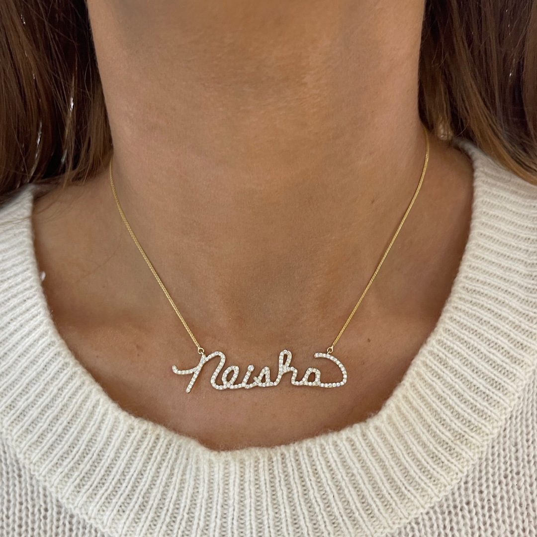 Custom Handwritten Diamond Name Necklace – RWFJ