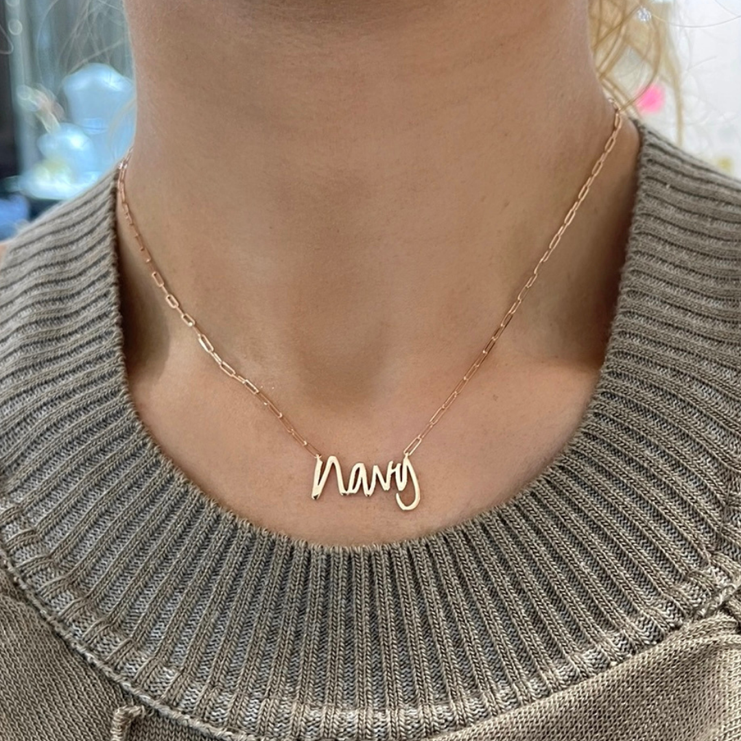 Custom Handwritten Gold Name Necklace