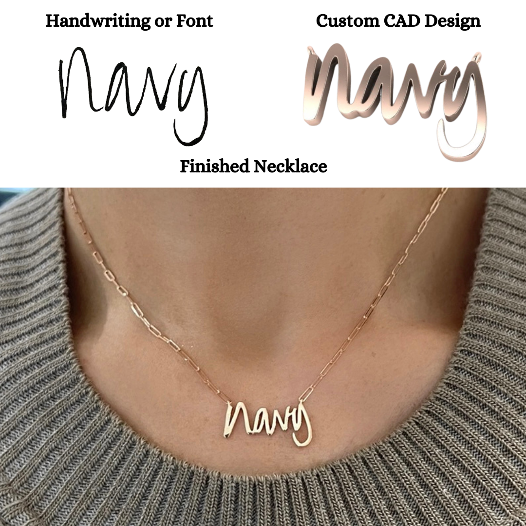 Custom Handwritten Gold Name Necklace
