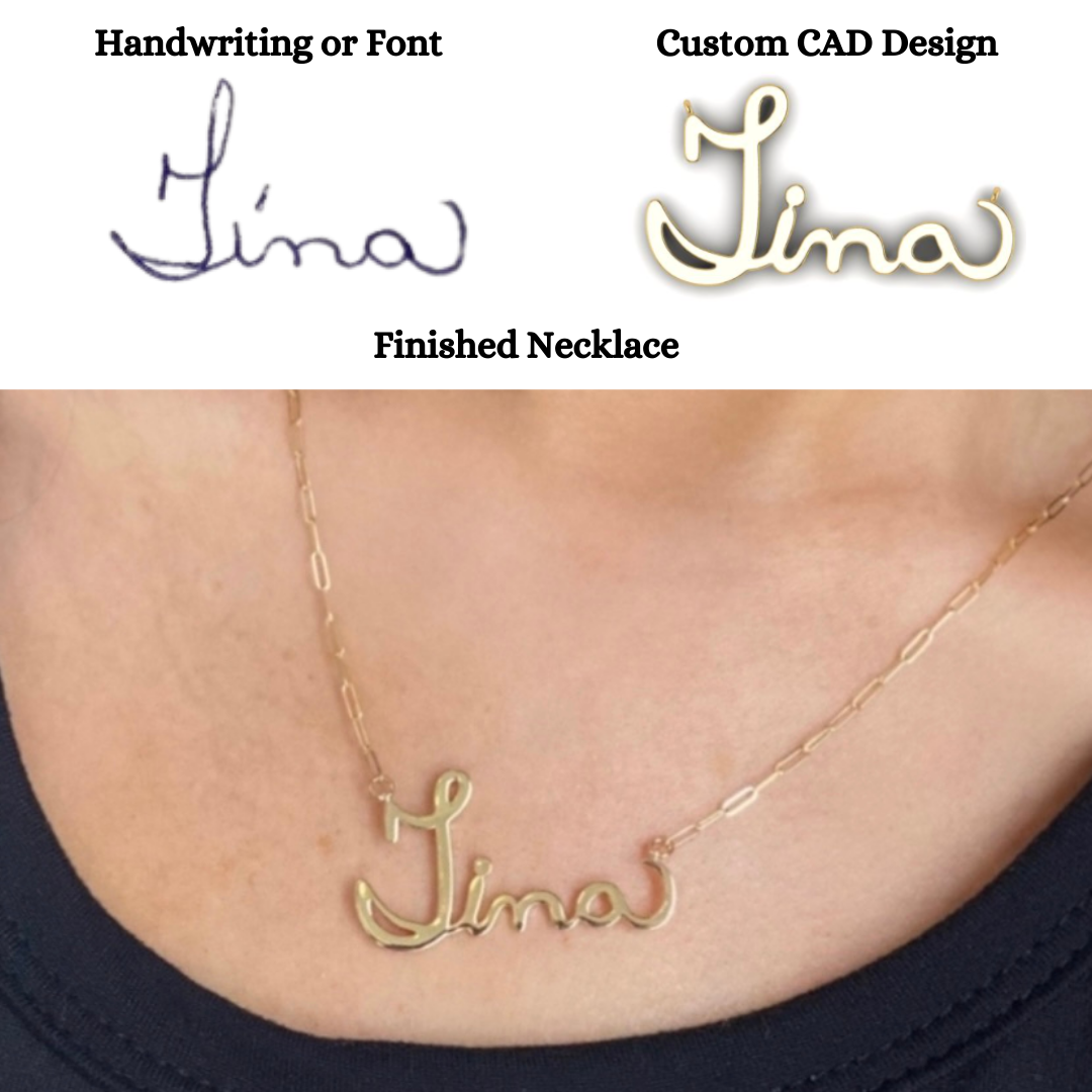 Custom Handwritten Gold Name Necklace