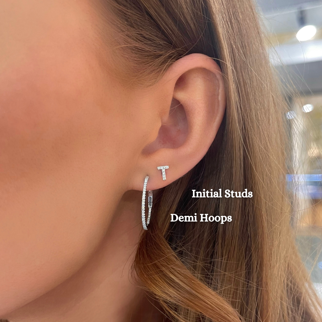 Demi Double Sided Diamond Hoop Earrings 0.75"