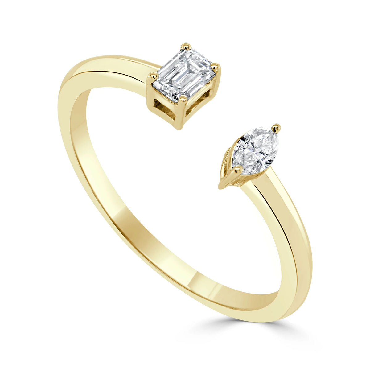 Lena Marquise & Emerald Cut Open Dainty Diamond Ring