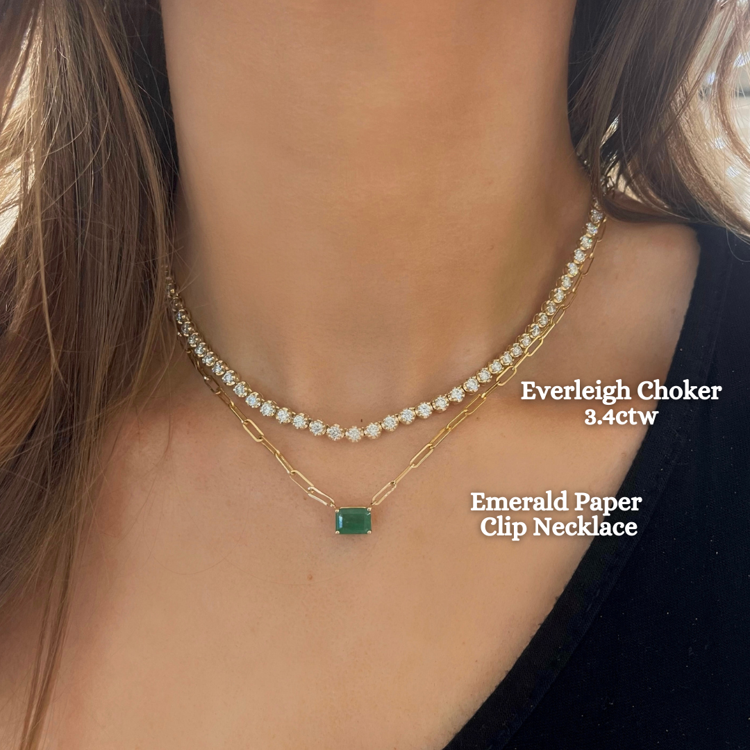 Emerald Paper Clip Link Necklace