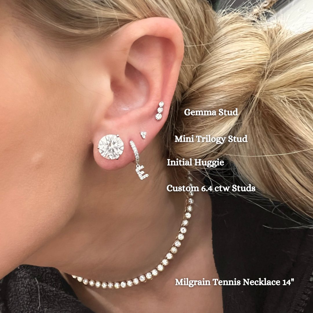 Initial Diamond Huggie Earrings