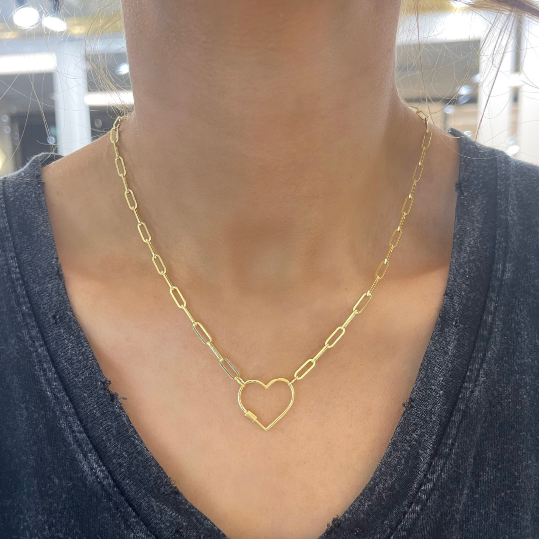 Heart Carabiner Paperclip Necklace