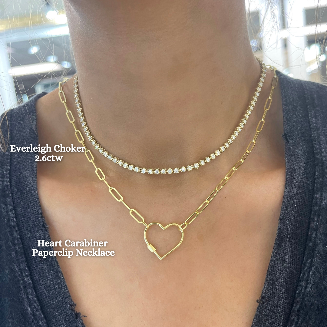 Heart Carabiner Paperclip Necklace RW Fine Jewelry