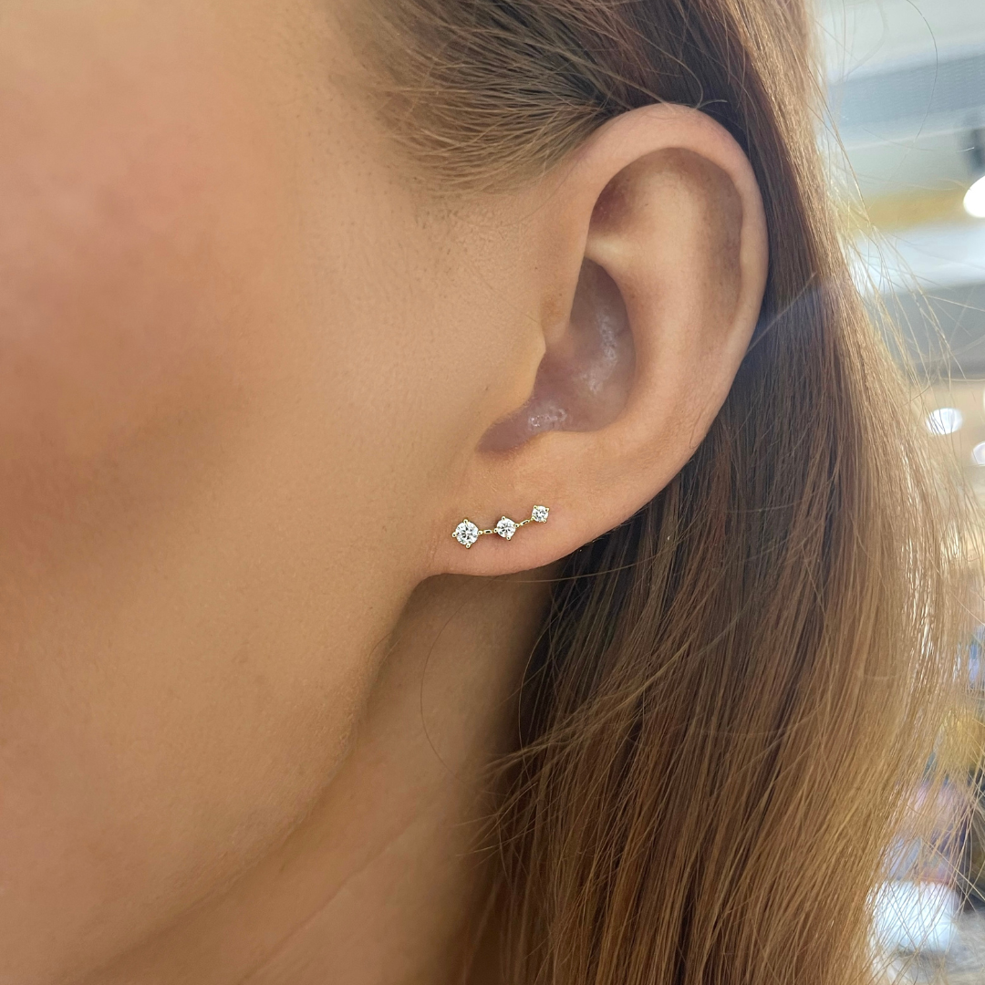 Astra Galaxy Graduated Ear Climber Stud Earrings