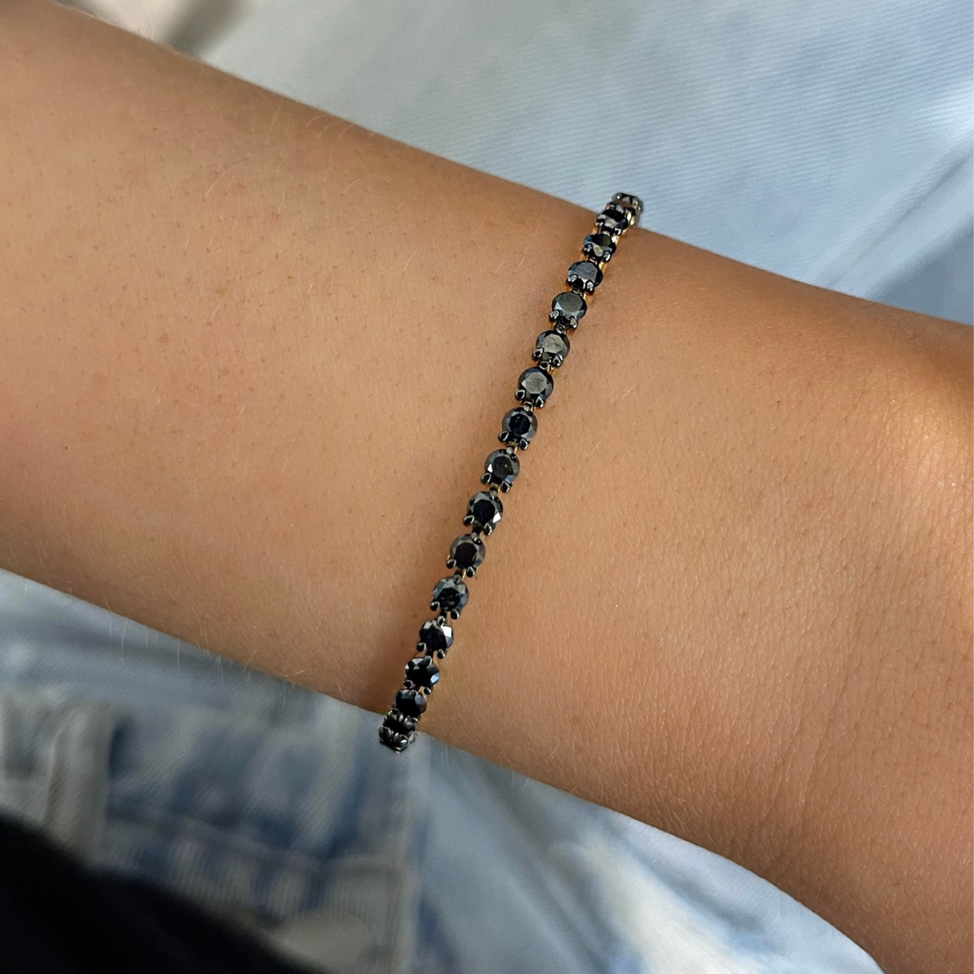 Black Diamond Tennis Bracelet 5.21 ctw RW Fine Jewelry