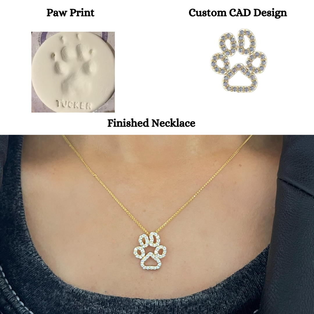 Custom Diamond Paw Print Necklace