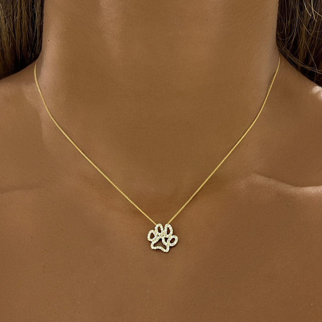 Diamond paw print sales necklace