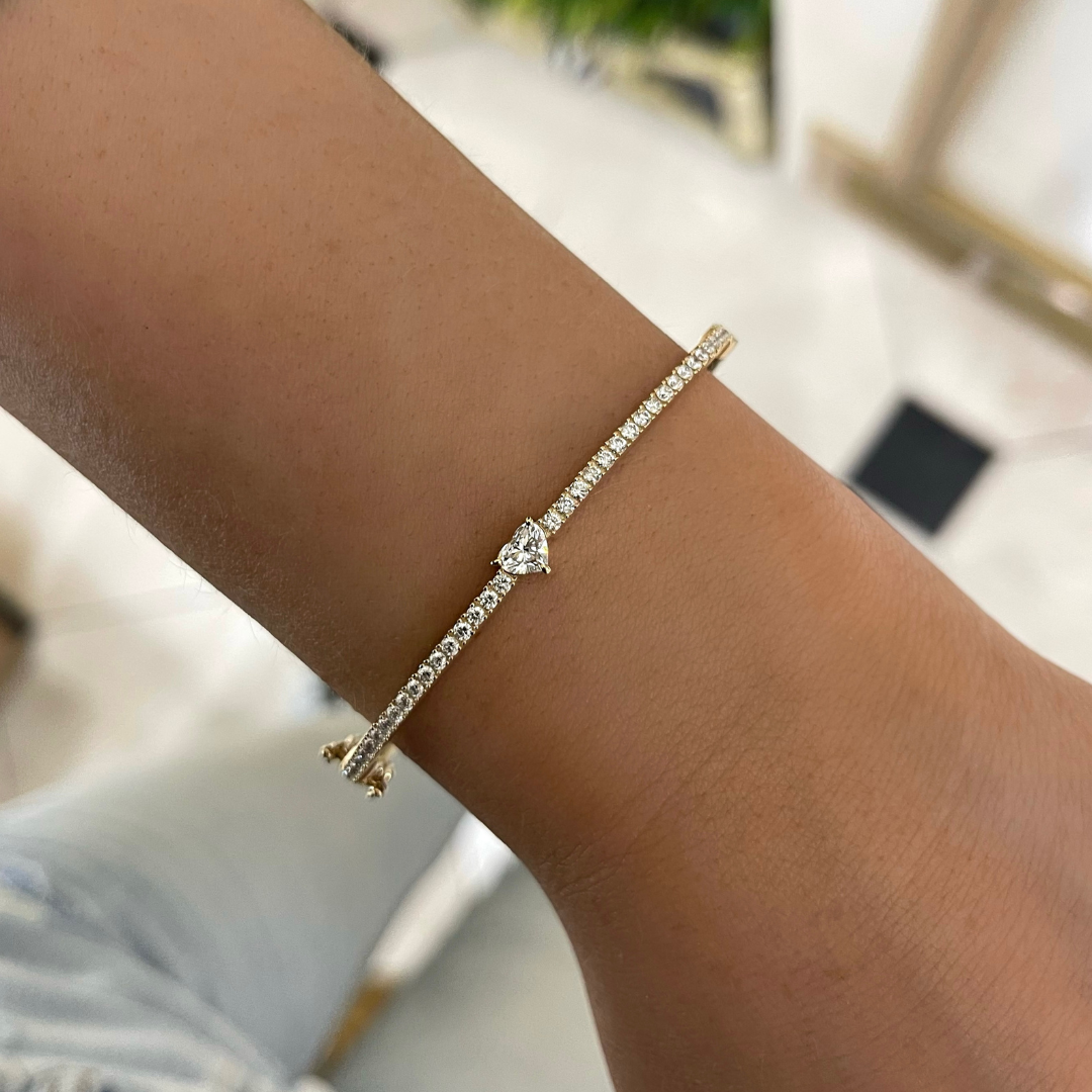 Lady Luck Diamond Heart Bangle Bracelet RW Fine Jewelry