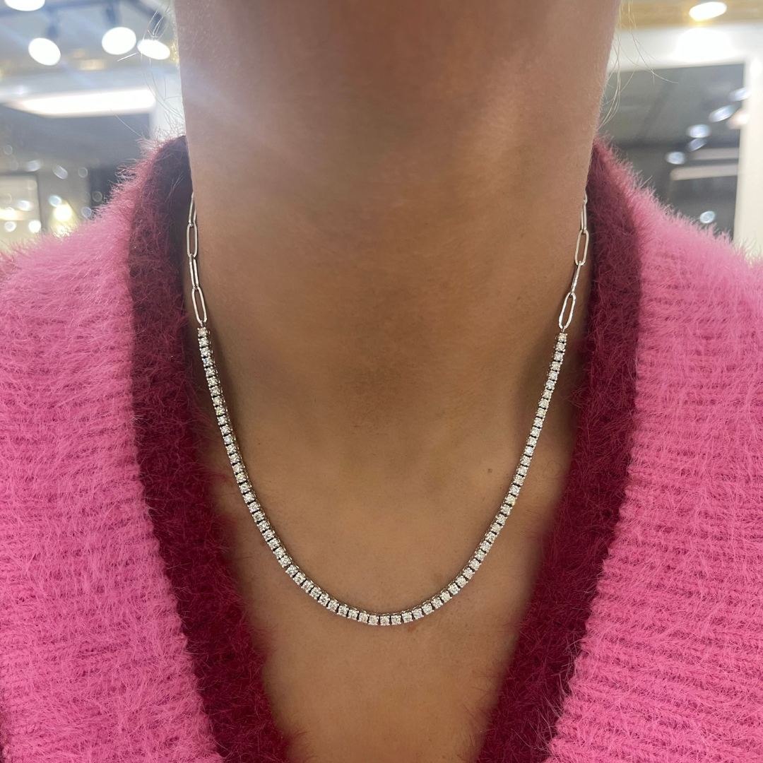 The Southern Diamond Tennis & Paperclip Link Necklace 3.00 ctw