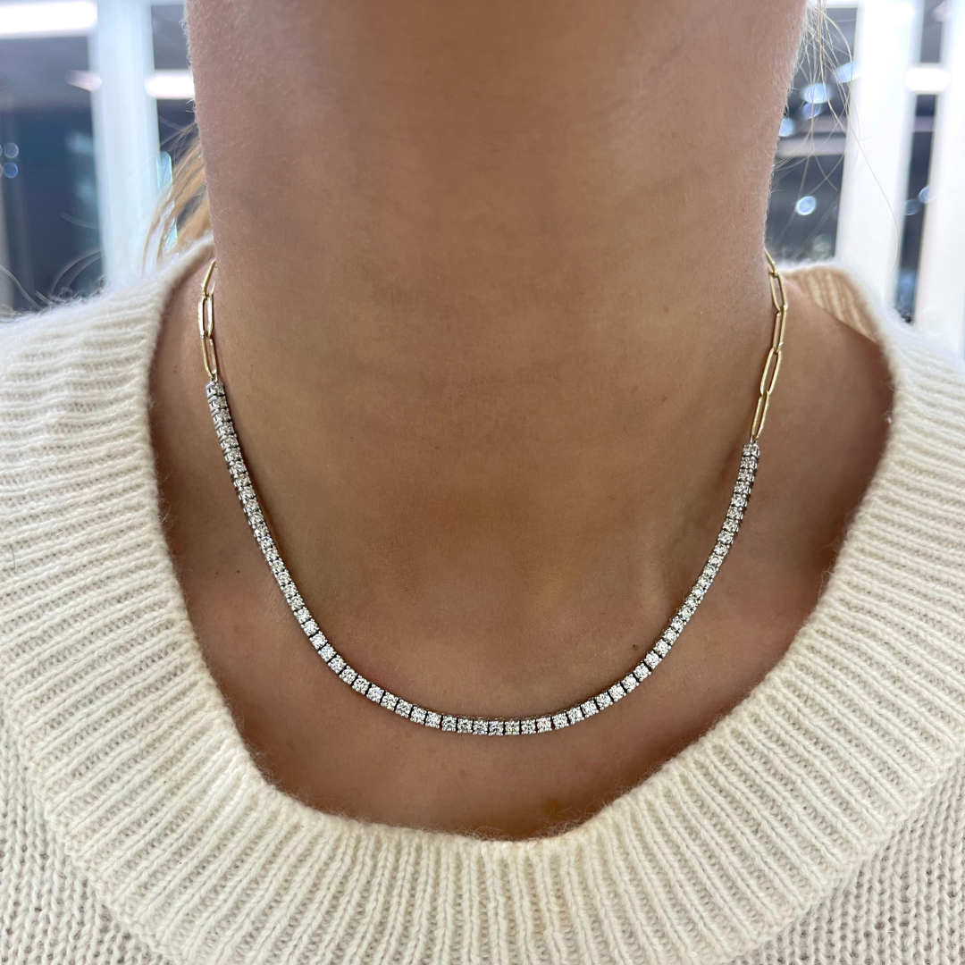 Chunky Paperclip Necklace With Hanging Diamond Link – Velvet Box Jewels