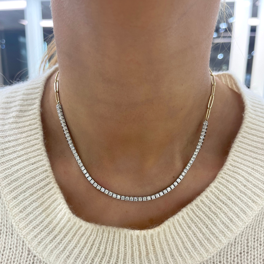 The Southern Diamond Tennis & Paperclip Link Necklace 3.00 ctw