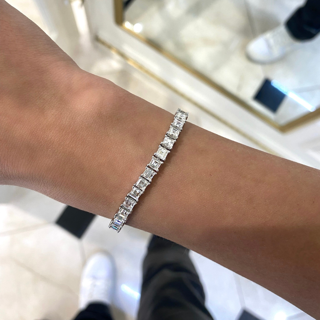 Asscher cut tennis bracelet discount