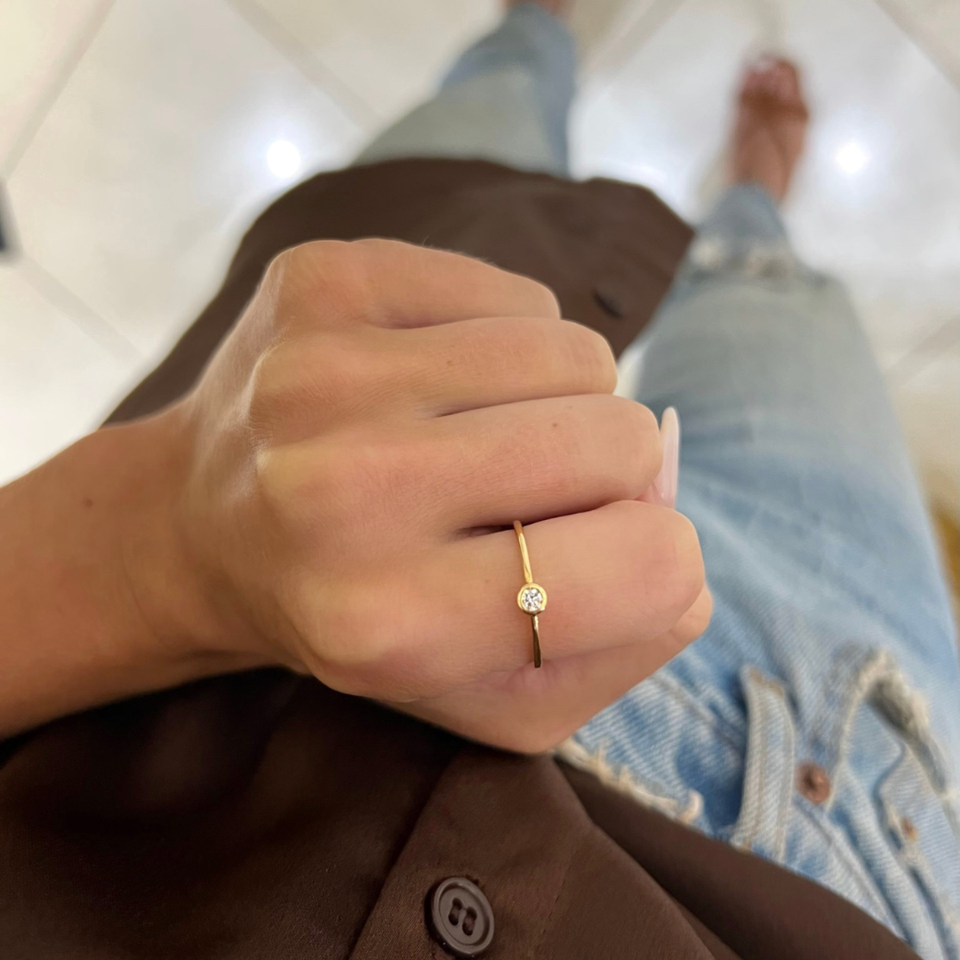 Annabelle Tiny Single Diamond Bezel Ring