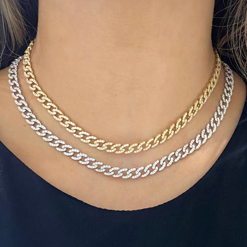 Mini Gia Curb Link Pave Diamond Necklace 4.50 ctw