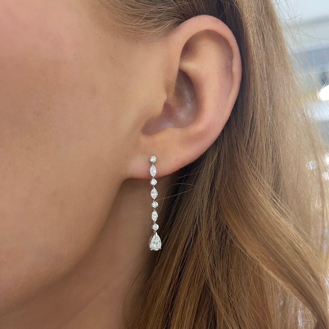Dutton Diamond Pear Dangle Stud Earrings